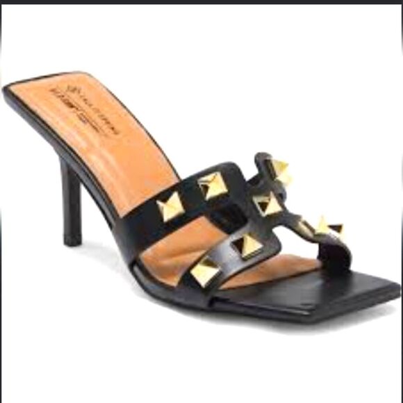 BRAND NEW ANNE MICHELLE GOLDTONE ROCKSTAR MULE SQUARE TOE WOMEN"S SANDAL - Picture 14 of 14